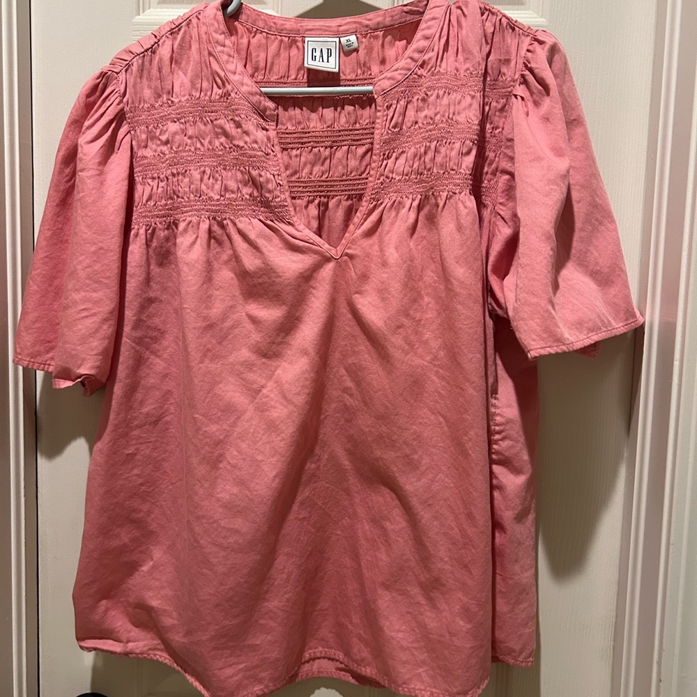 GAP Coral Smocked Blouse